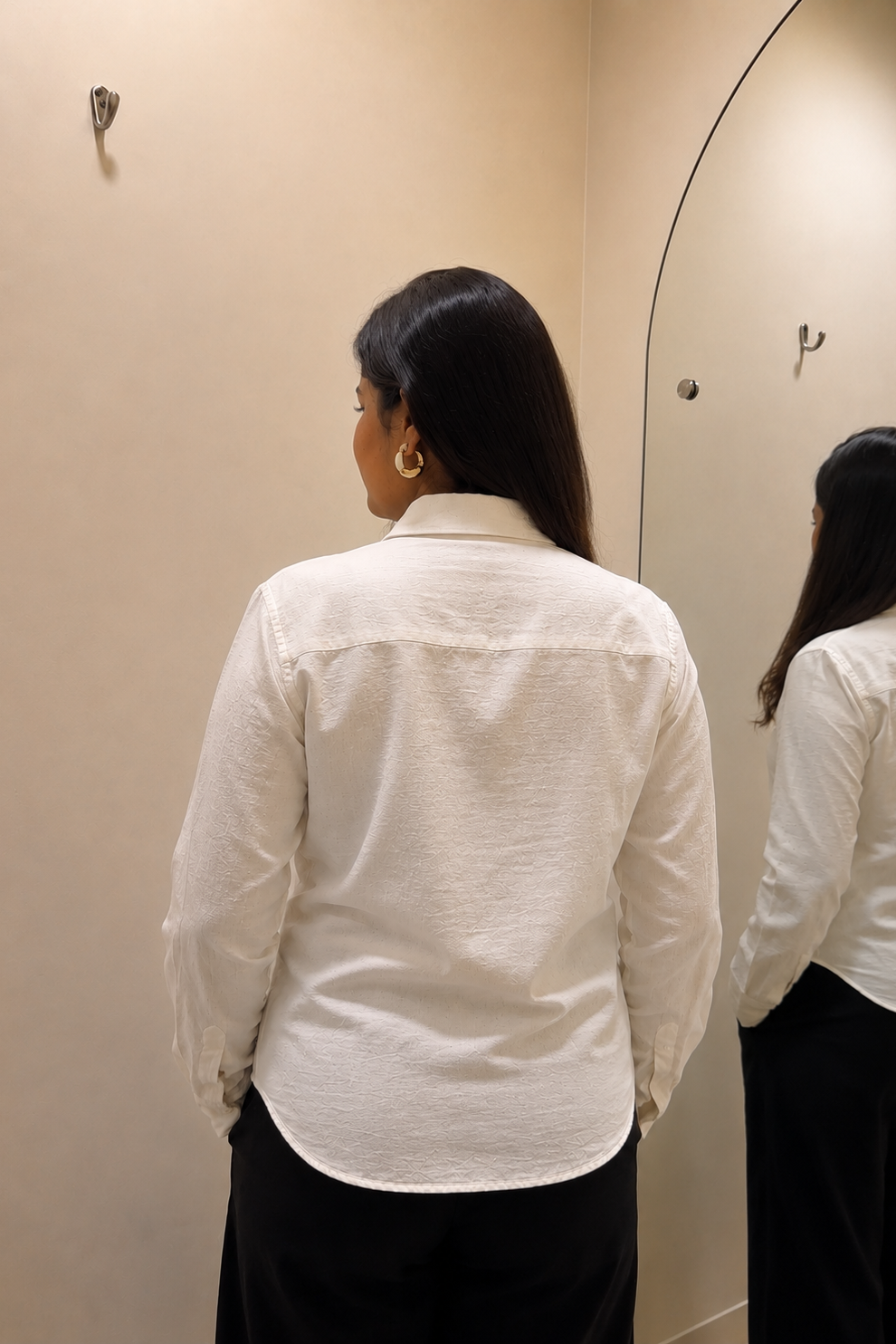 Beige Bow (Hand Embroidered Shirt )