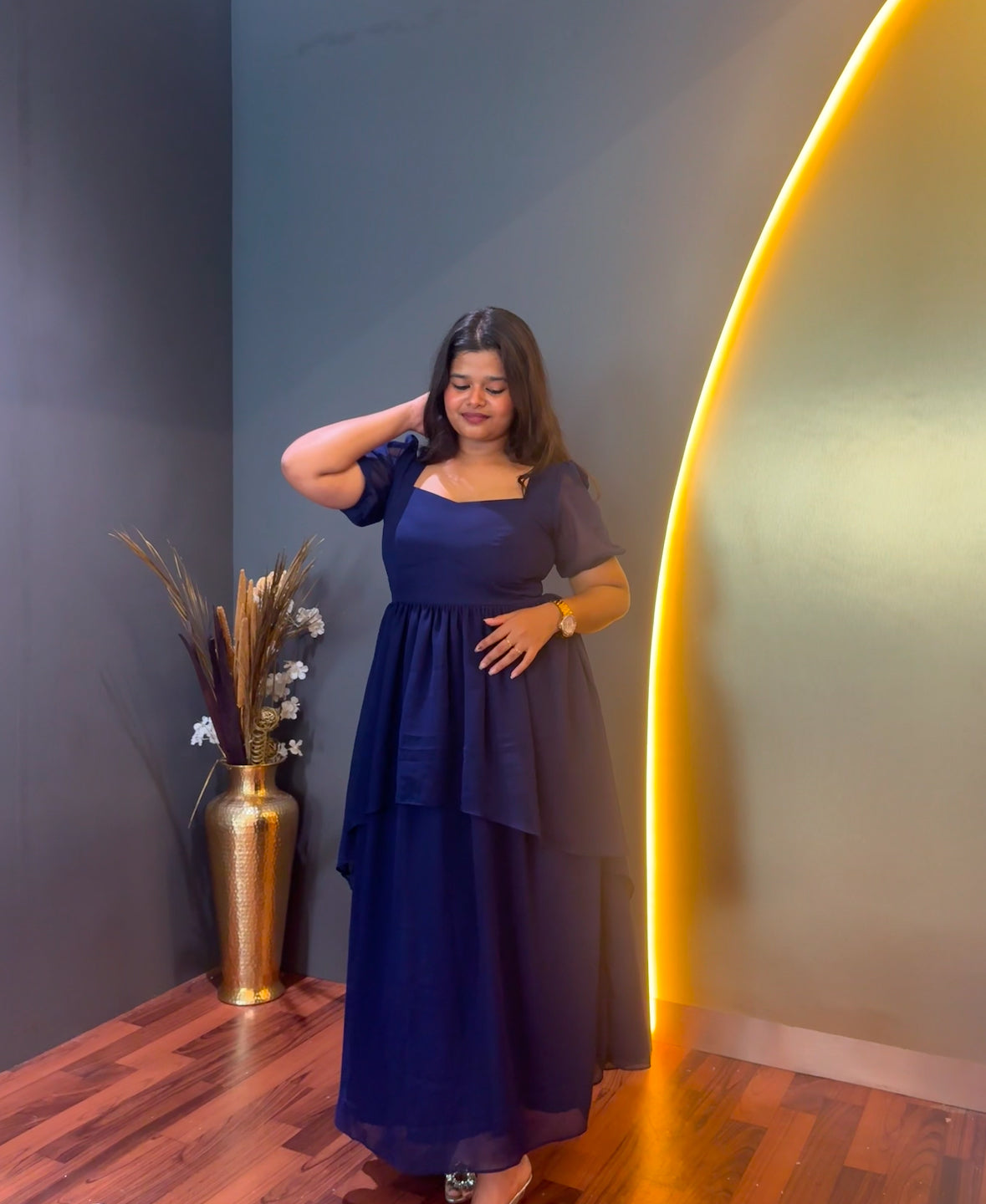 Diamond dress with sleeves(blue)