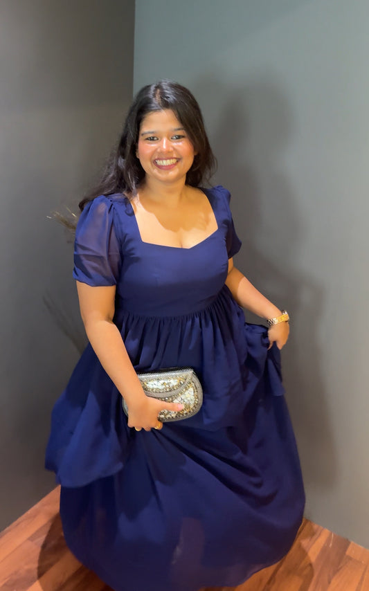 Diamond dress with sleeves(blue)
